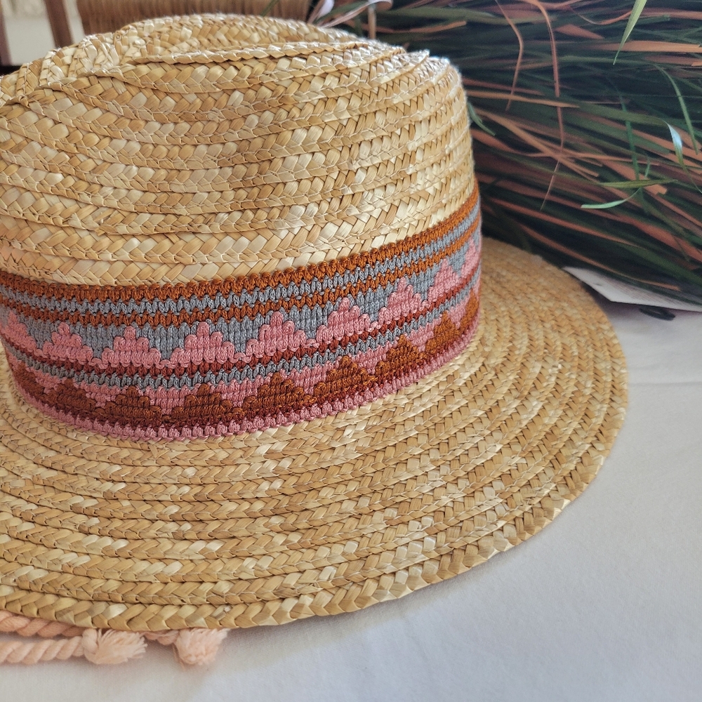 Filippo Catarzi‎ Crochet Woven Wide Brim Panama Natural Straw Fedora Hat - Picture 5 of 9
